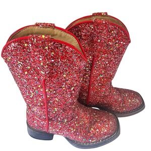 Roper Little Kids Red Glitter Cowboy Western Boots 9 Sparkly Girls Rodeo Outdoor